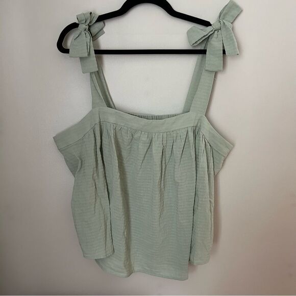 A.N.A. Tank Top Desert Sage Light Green Tie Straps Casual Neutral - Picture 1 of 8